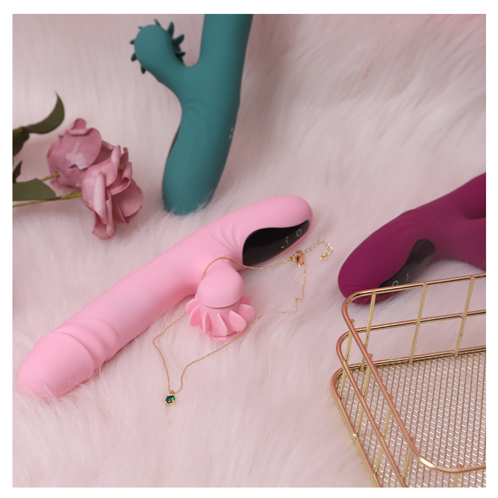 Women's Retractable Vibrator with Tongue-Licking Clitoral Stimulator for Adult Pleasure