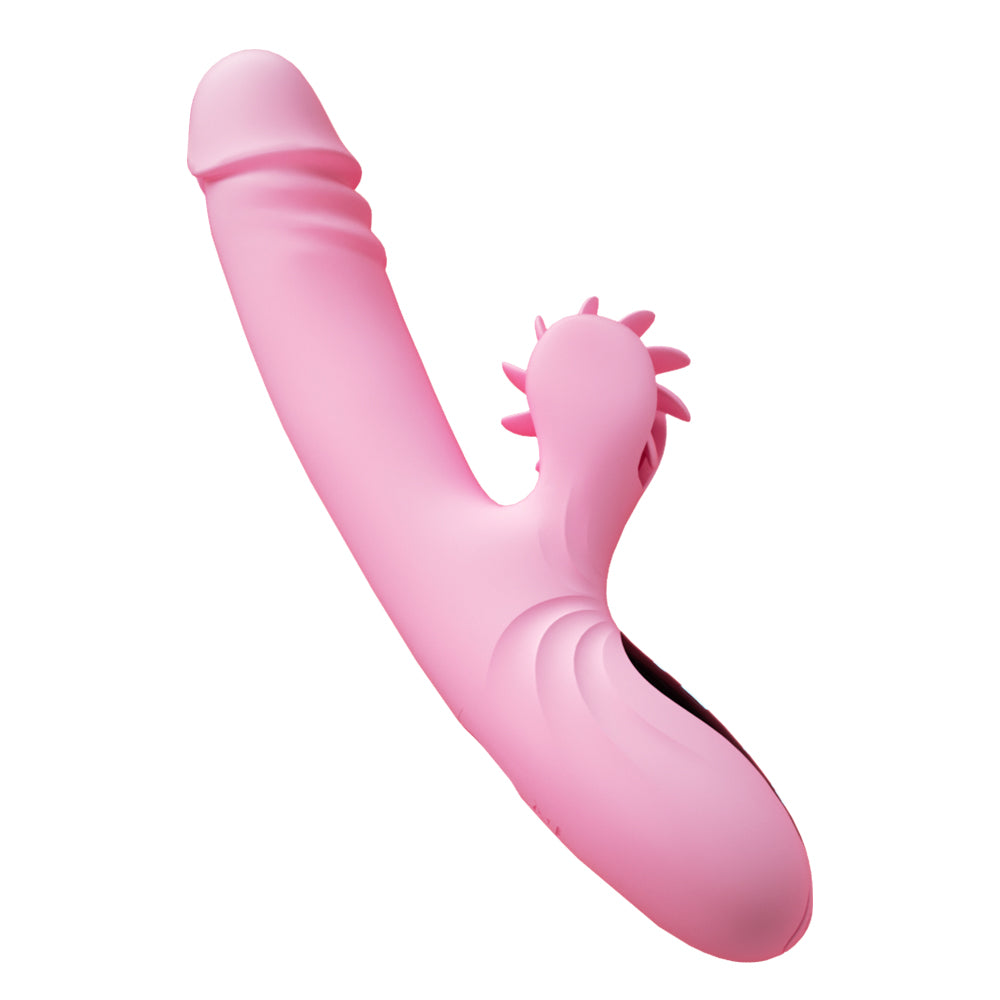 Women's Retractable Vibrator with Tongue-Licking Clitoral Stimulator for Adult Pleasure