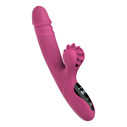 Women's Retractable Vibrator with Tongue-Licking Clitoral Stimulator for Adult Pleasure